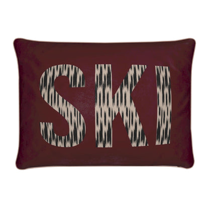 BURGUNDY VELVET RECTANGULAR SKI CUSHION