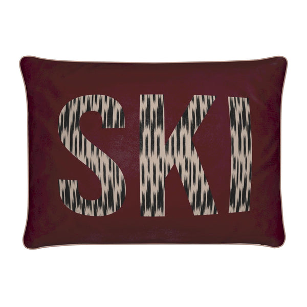 BURGUNDY VELVET RECTANGULAR SKI CUSHION