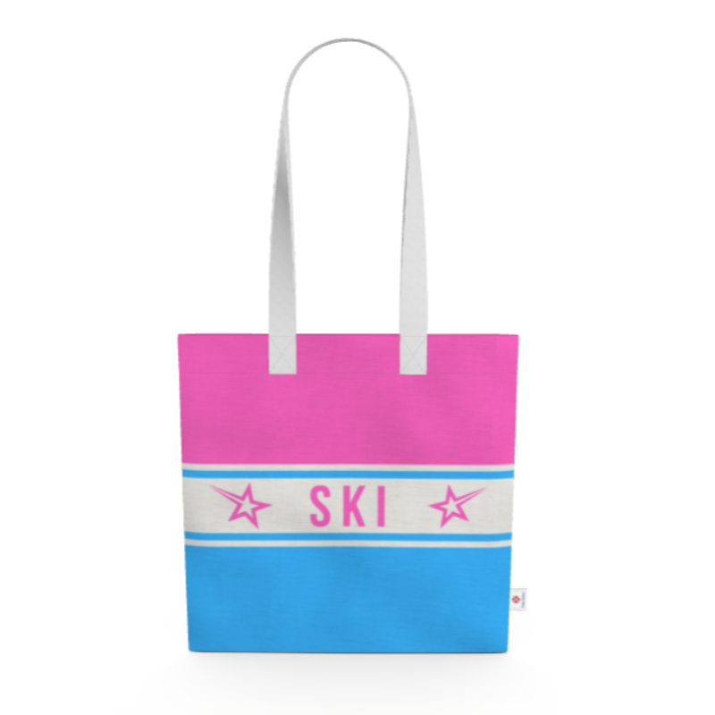 SKI Themed Pink and Blue Shopping Tote