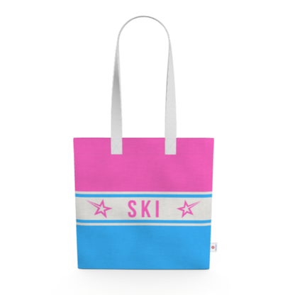 SKI Themed Pink and Blue Shopping Tote