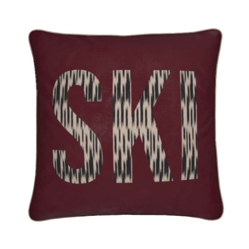 SKI VIP, Burgundy Soft Velvet Cushion