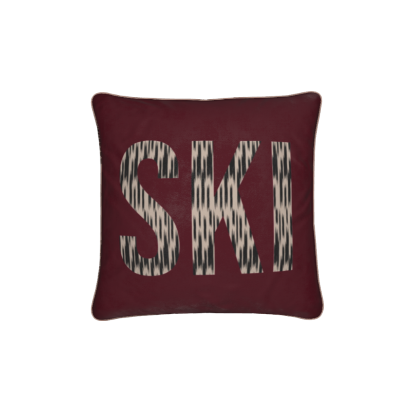 SKI VIP, Burgundy Soft Velvet Cushion