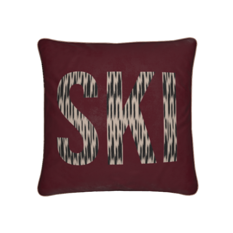 SKI VIP, Burgundy Soft Velvet Cushion