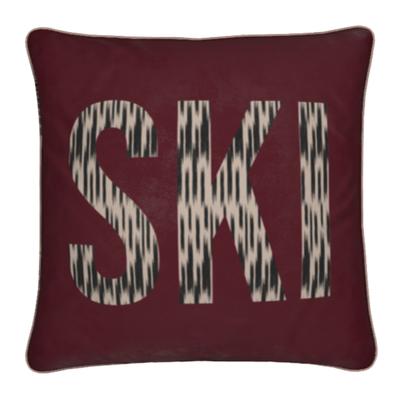 ski burgundy velvet, square cushion
