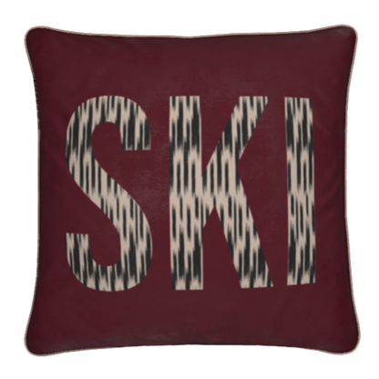 ski burgundy velvet, square cushion
