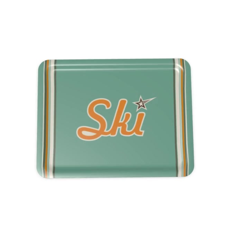 Serving Tray, Retro-Ski, Green and Gold