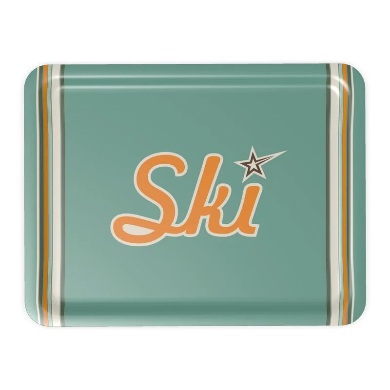 Serving Tray, Retro-Ski, Green and Gold