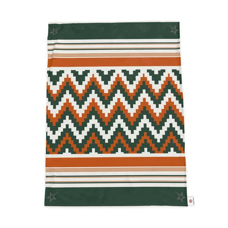 Throw Blanket, Retro Ski, Green and Orange, Shooting Stars, Double Sided