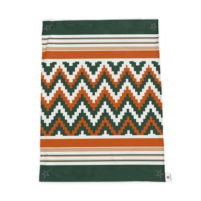 Throw Blanket, Retro Ski, Green and Orange, Shooting Stars, Double Sided