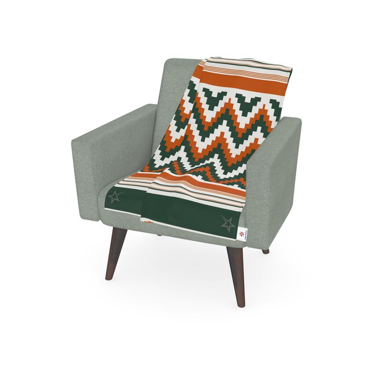 Throw Blanket, Retro Ski, Green and Orange, Shooting Stars, Double Sided