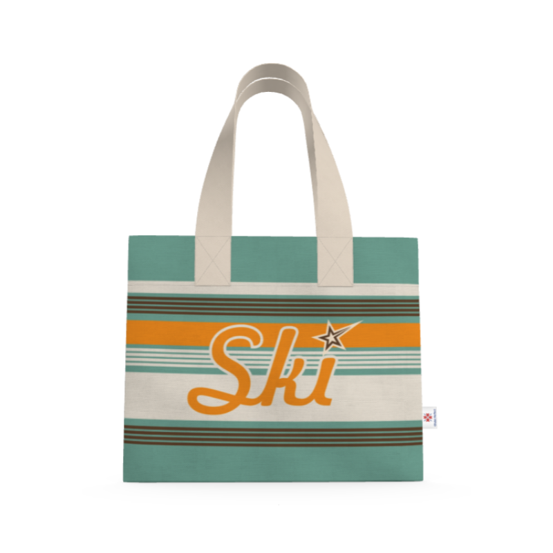 Shopping Tote, Retro Ski, Green and Gold