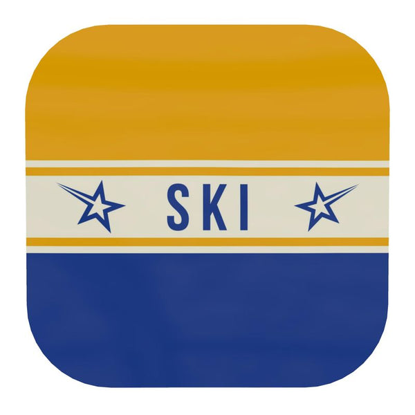 Ski themed Blue and Yellow Coaster