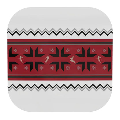 Square Coaster with Skiers and Snowboarders within a traditional ski  pattern