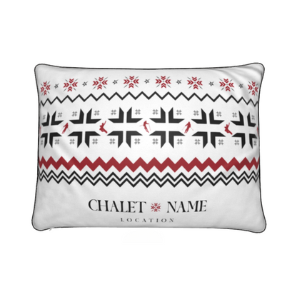 Ski Themed White Velvet Cushion