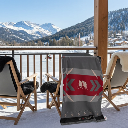 "Snow Polo" Themed Chalet Sherpa Fleece Throw