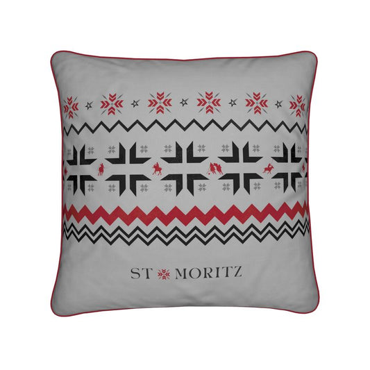 St Moritz Snow Polo Themed Grey Velvet Cushion