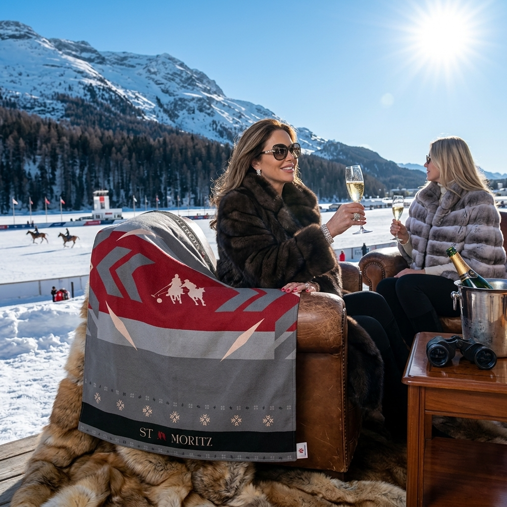 Throw Blanket, St Moritz, Snow Polo Themed