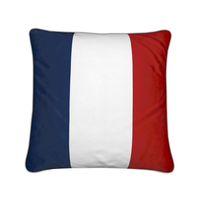 blue, white and red velvet cushion, french theme