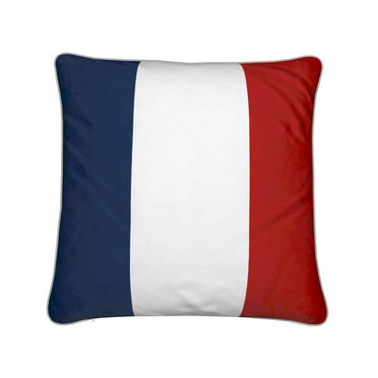 blue, white and red velvet cushion, french theme
