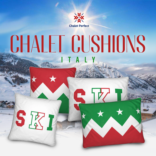 Livigno, Italian SKI Themed Red, White, Green Bunkroom Cushion