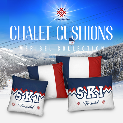 Méribel SKI Themed Red, White and Blue Chalet Cushions