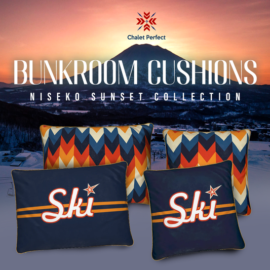 Niseko Ski Themed Soft Velvet Accent Chalet Cushion