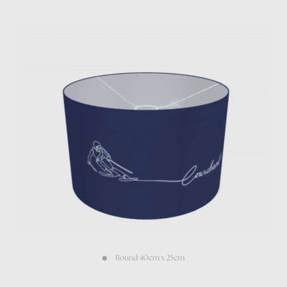 Drum Light Shade with Skier for Chalet Bunkroom - Courchevel