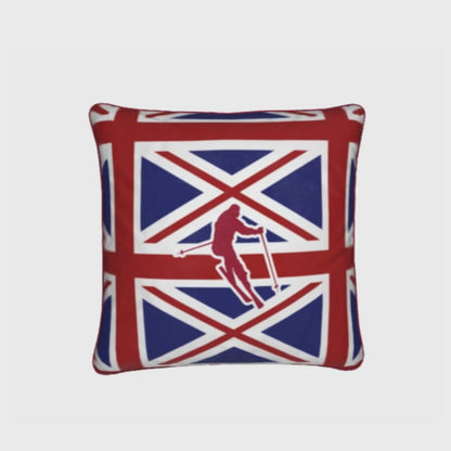 Brit Themed Red, White and Blue Soft Velvet Chalet Cushion