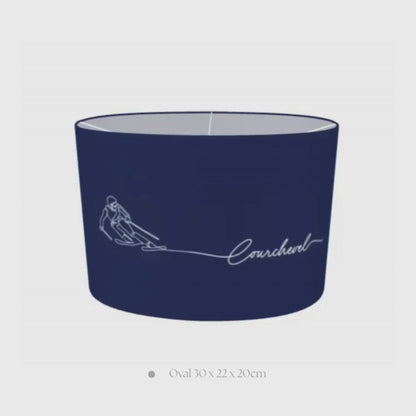 Drum Light Shade with Skier for Chalet Bunkroom - Courchevel