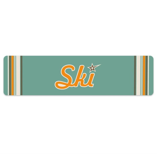Ski Themed Bar Runner, Green and Gold, Shooting Star
