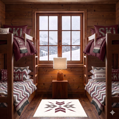 Après‑ski Décor Floor Rug - Burgundy Snowflake