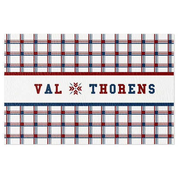 Val Thorens, Vinyl Placemats, Ski Themed, Red, White Blue, Check